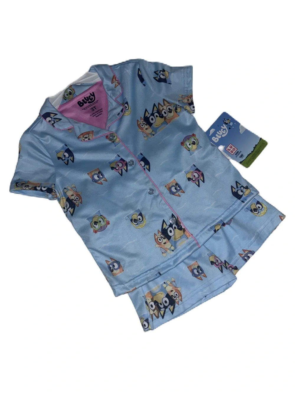 Blue 'Bluey' Short Sleeve Kids Pajama Set Toddler Girls 2T 3T